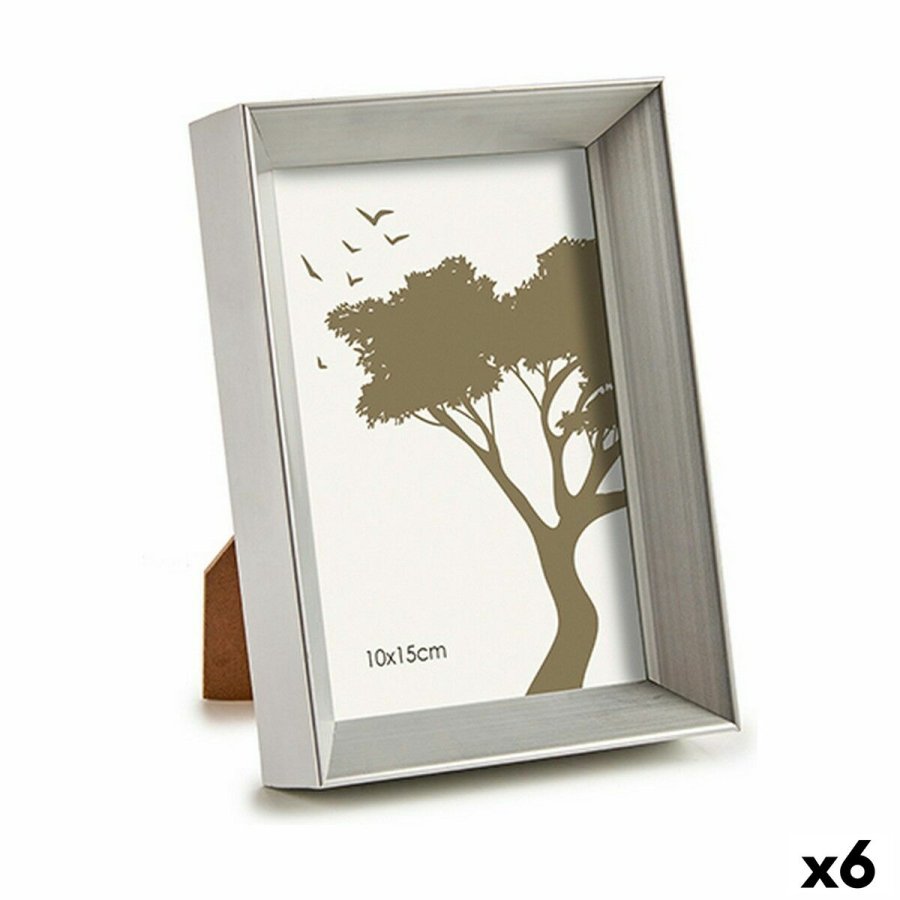 Fotoramme 12,5 x 17,3 x 3,5 cm Slvfarvet Plastik Glas (6 enheder) #1
