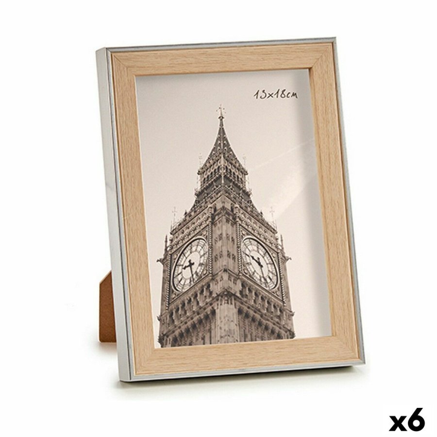 Fotoramme 15,6 x 2 x 20,7 cm Slvfarvet Brun Plastik Glas (6 enheder) #1