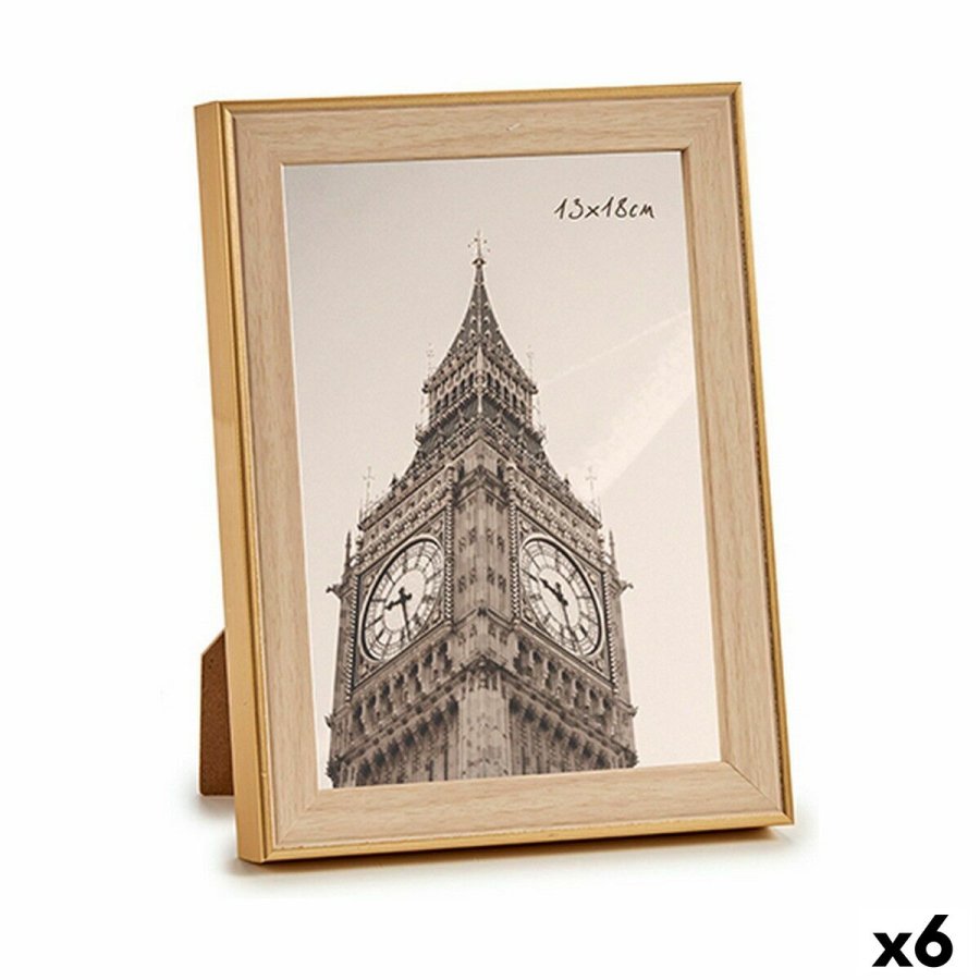 Fotoramme 15,6 x 2 x 20,7 cm Gylden Brun Plastik Glas (6 enheder) #1
