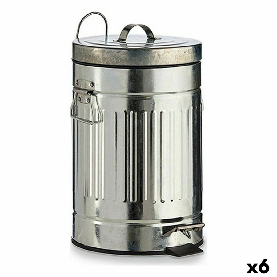 Papirkurv med pedal Slvfarvet Stl 7 L (6 enheder) #1