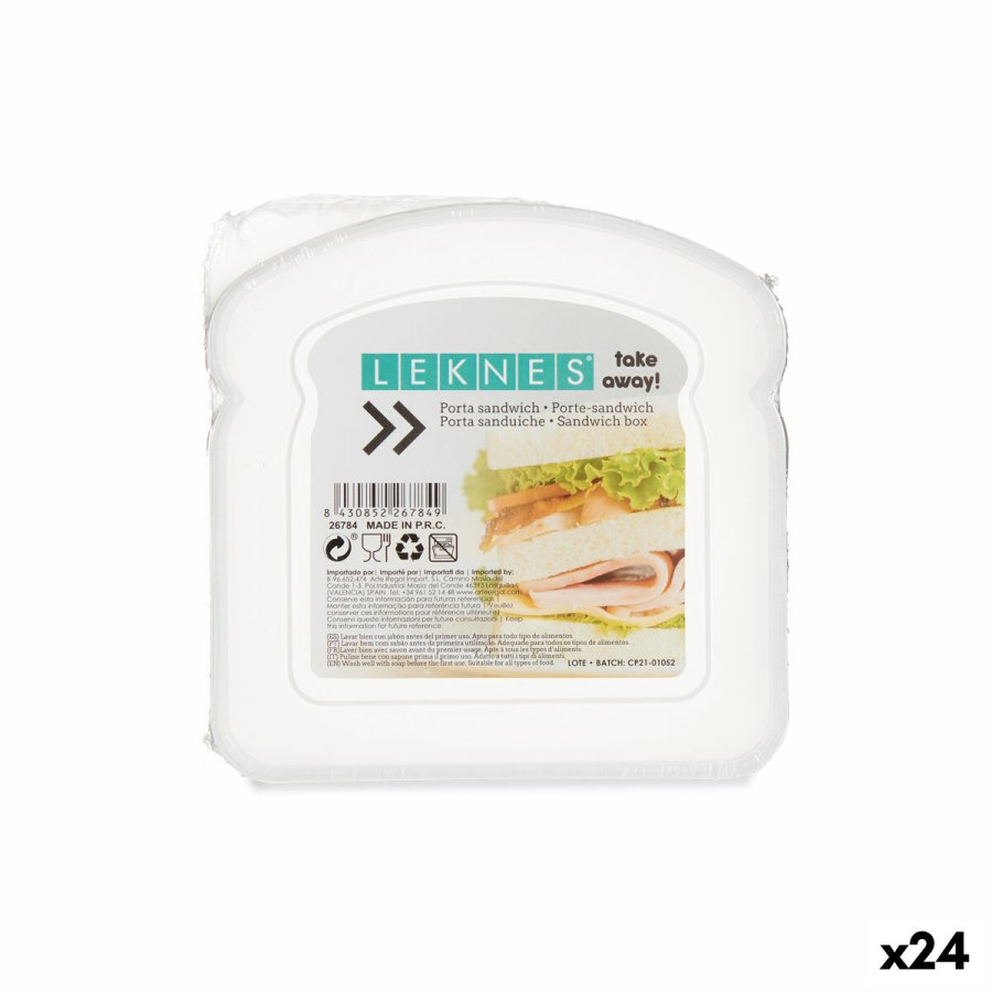 Madkasse til Sandwich Leknes 47034E Gennemsigtig Plastik 12 x 4 x 12 cm (24 enheder) #1