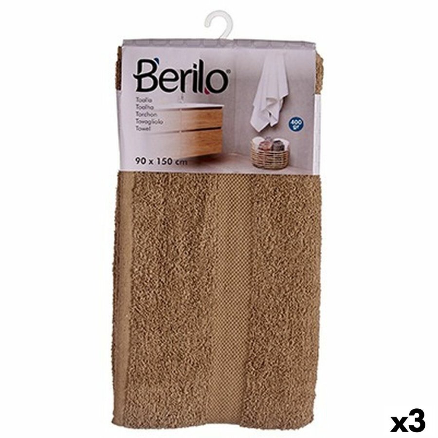 badelagen Berilo 89663 Camel 80 % bomuld 20 % Polyester 90 x 150 cm (3 enheder) #1