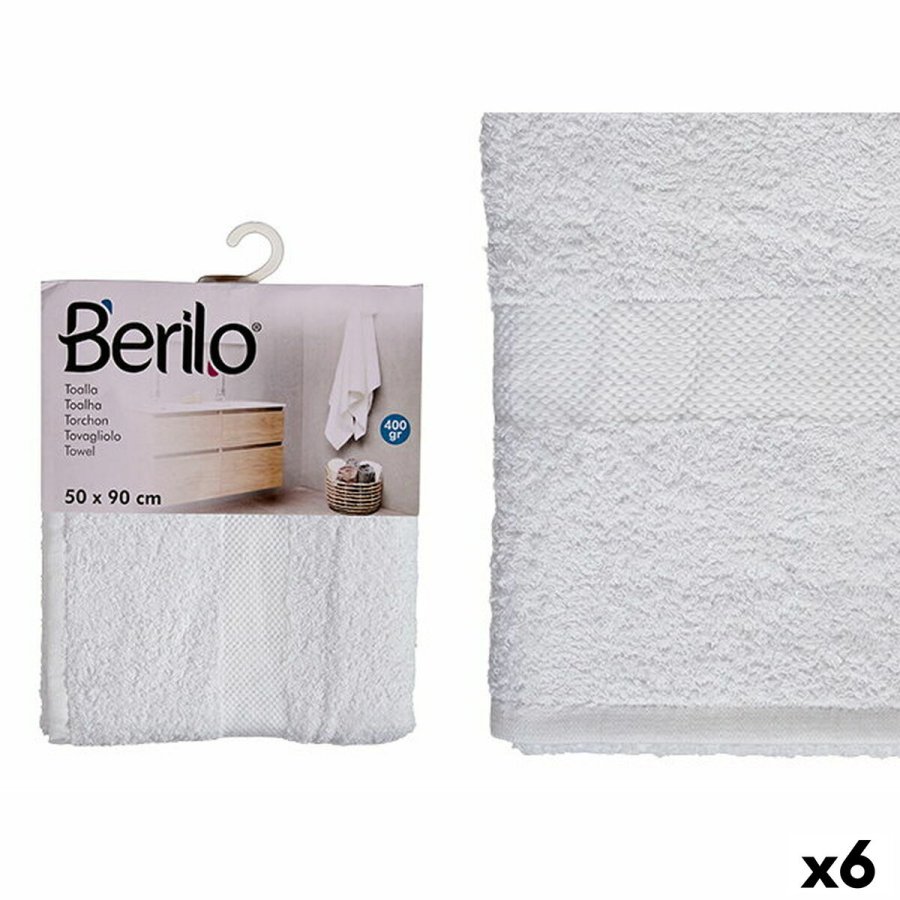badelagen Berilo 89677 Hvid 80 % bomuld 20 % Polyester 50 x 90 cm (6 enheder) #1
