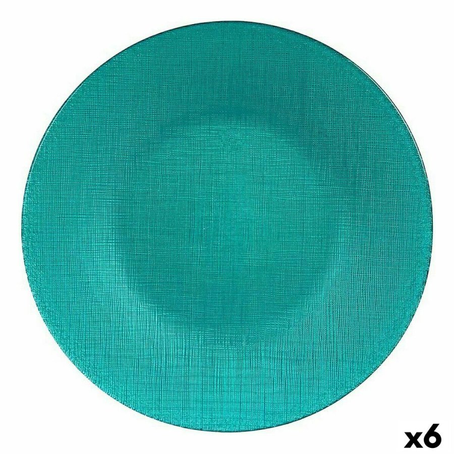Flad Plade Vivalto 323928P Turkisbl Glas 27,5 x 2 x 27,5 cm (6 enheder) #1