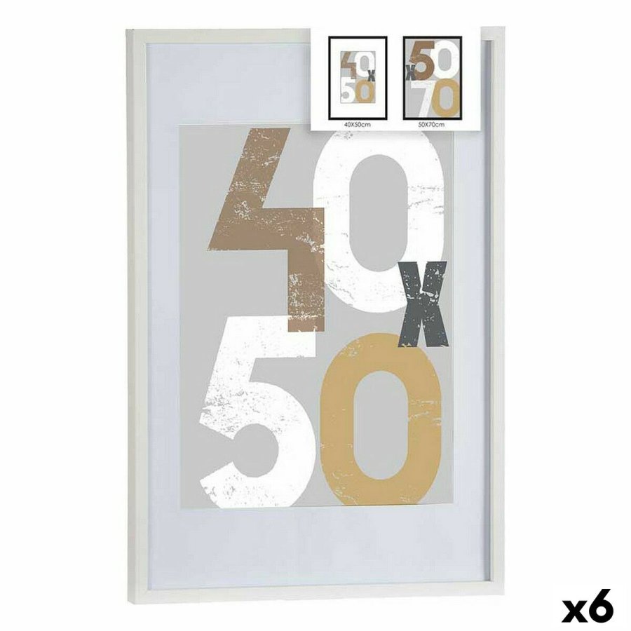 Fotoramme 52,5 x 2,5 x 72,5 cm Hvid Plastik Tr MDF (6 enheder) #1