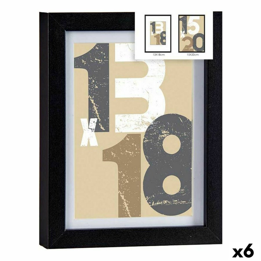 Fotoramme 18 x 23 x 2,5 cm Sort Glas Tr MDF (6 enheder) #1
