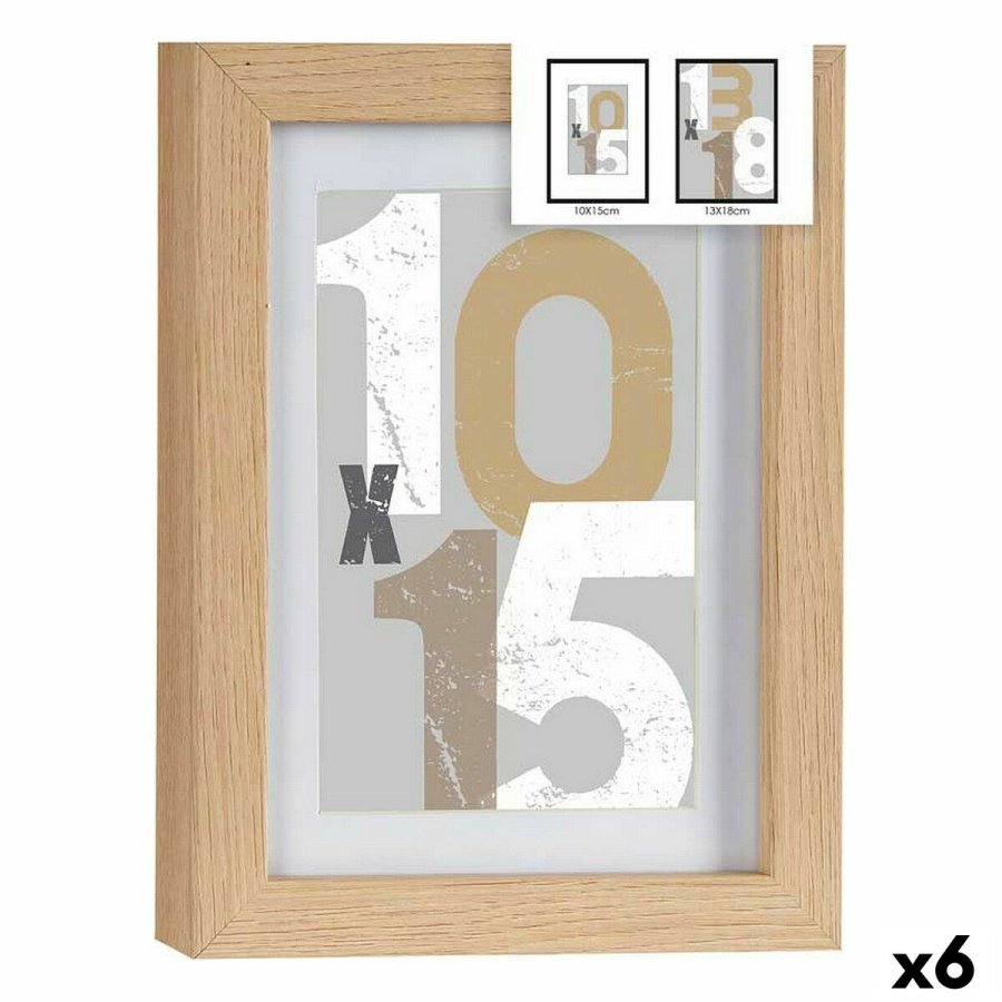 Fotoramme 16 x 21 x 2,5 cm Natur Glas Tr MDF (6 enheder) #1