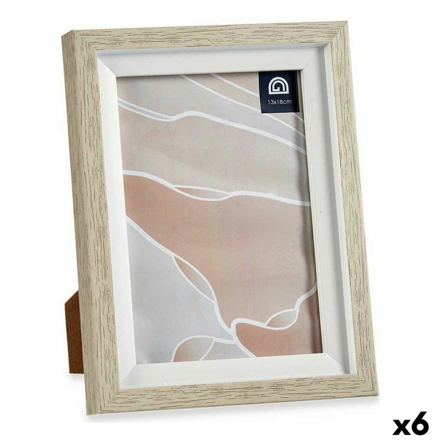 Fotoramme 16,5 x 21,5 x 2 cm Krystal Beige Hvid Plastik (6 enheder) #1