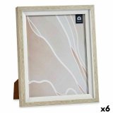 Fotoramme 24 x 2 x 29 cm Krystal Beige Hvid Plastik (6 enheder) #1