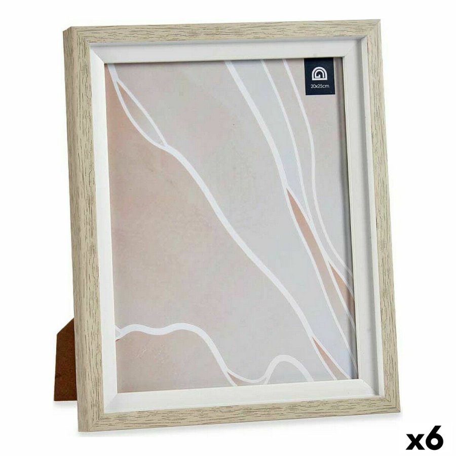 Fotoramme 24 x 2 x 29 cm Krystal Beige Hvid Plastik (6 enheder) #1