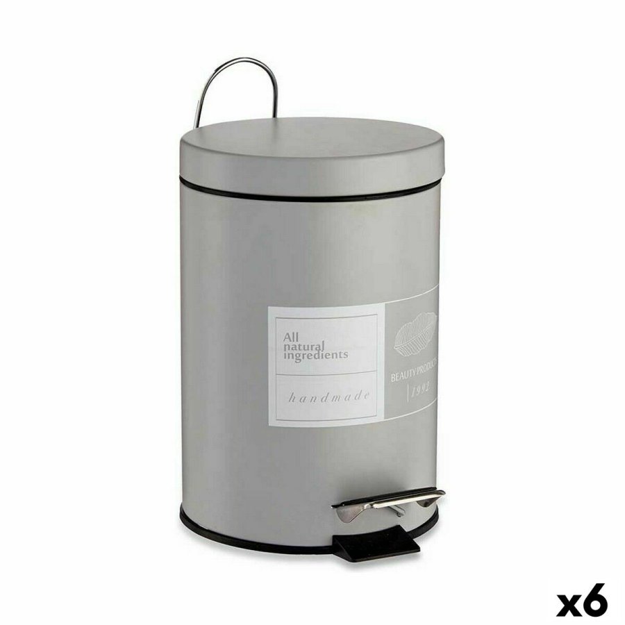 Papirkurv med pedal Berilo Beauty Products Hvid Gr Stl Plastik 3 L (6 enheder) #1