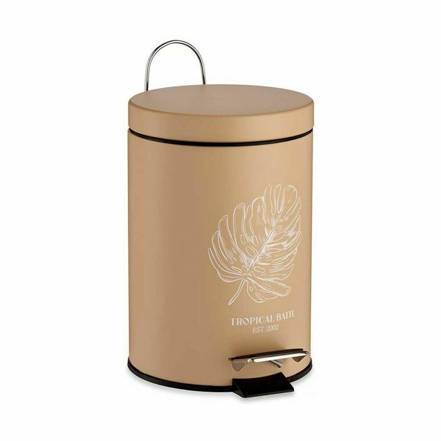Papirkurv med pedal Berilo Tropical Bath Hvid Beige Stl Plastik 3 L (6 enheder) #5