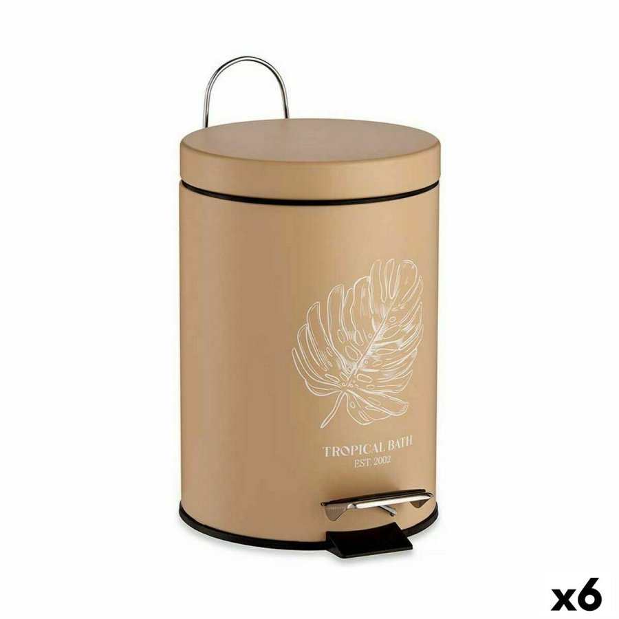 Papirkurv med pedal Berilo Tropical Bath Hvid Beige Stl Plastik 3 L (6 enheder) #1