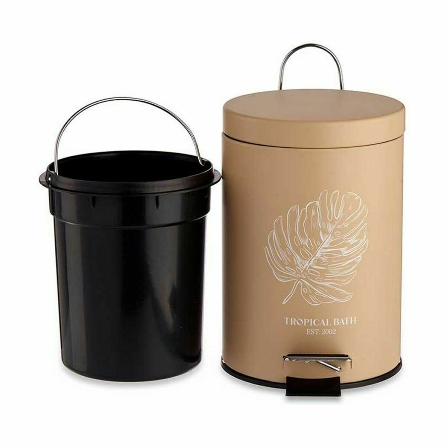 Papirkurv med pedal Berilo Tropical Bath Hvid Beige Stl Plastik 3 L (6 enheder) #9