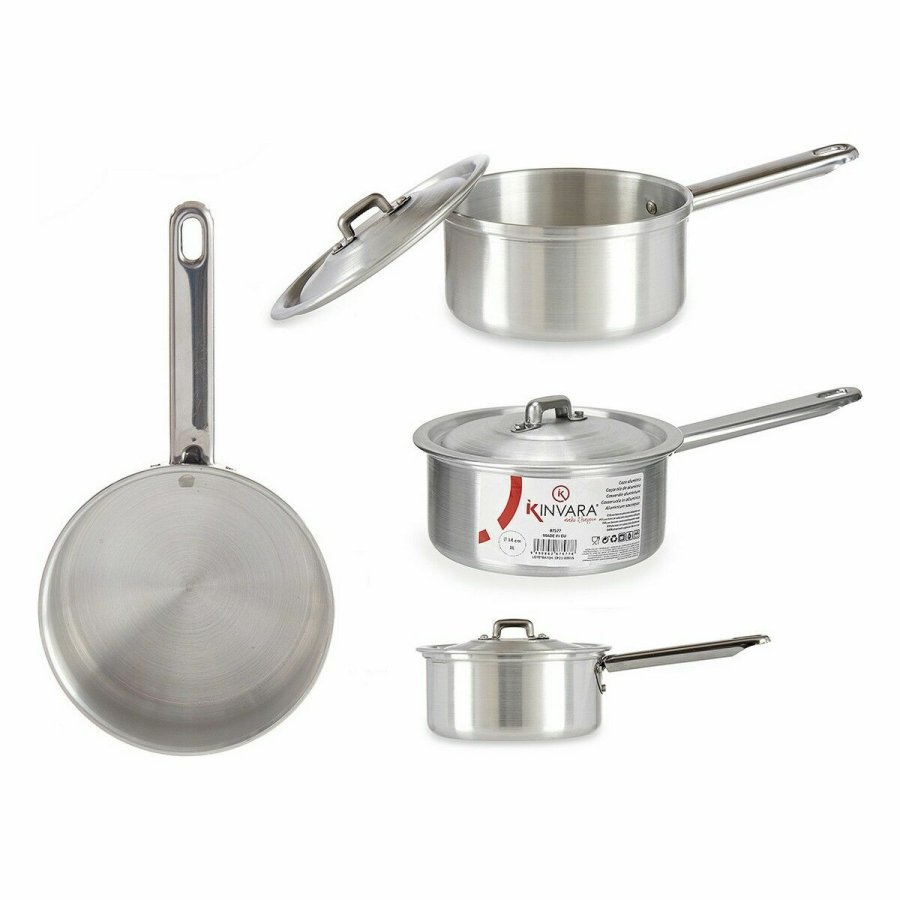 Kasserolle med lg Kinvara 100018 Slvfarvet Aluminium  14 cm 1 L (10 enheder) #4