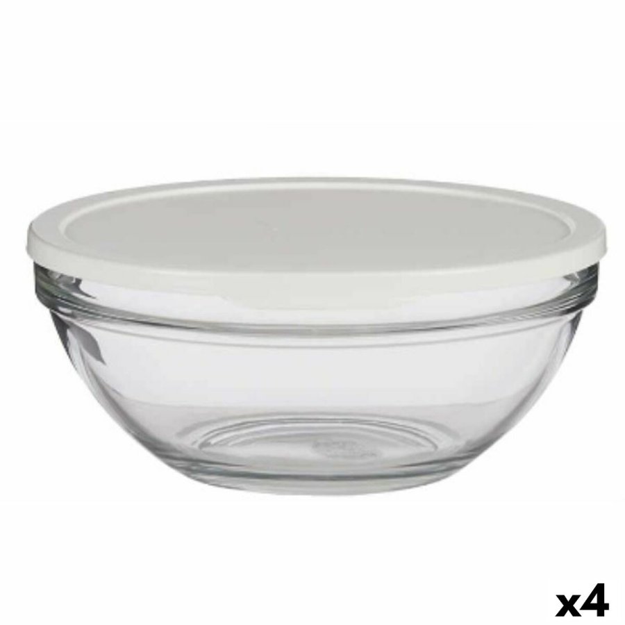 Rund madkasse med lg Pasabahce Chefs Hvid 2,5 L 23,7 x 10,1 x 23,7 cm (4 enheder) #1