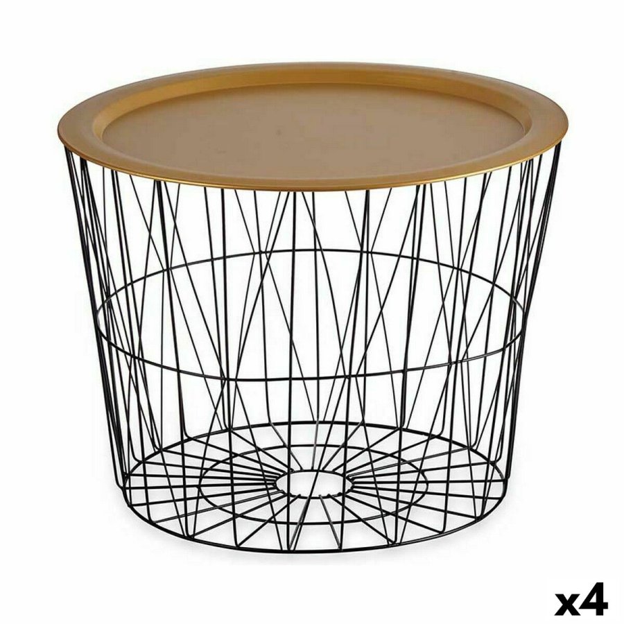 Sofabord Sort Gylden Metal 62 x 45,5 x 62 cm (4 enheder) #1