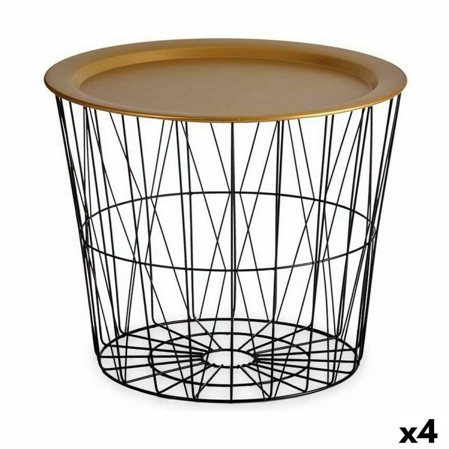 Sofabord Sort Gylden Metal 52 x 40 x 52 cm (4 enheder) #1