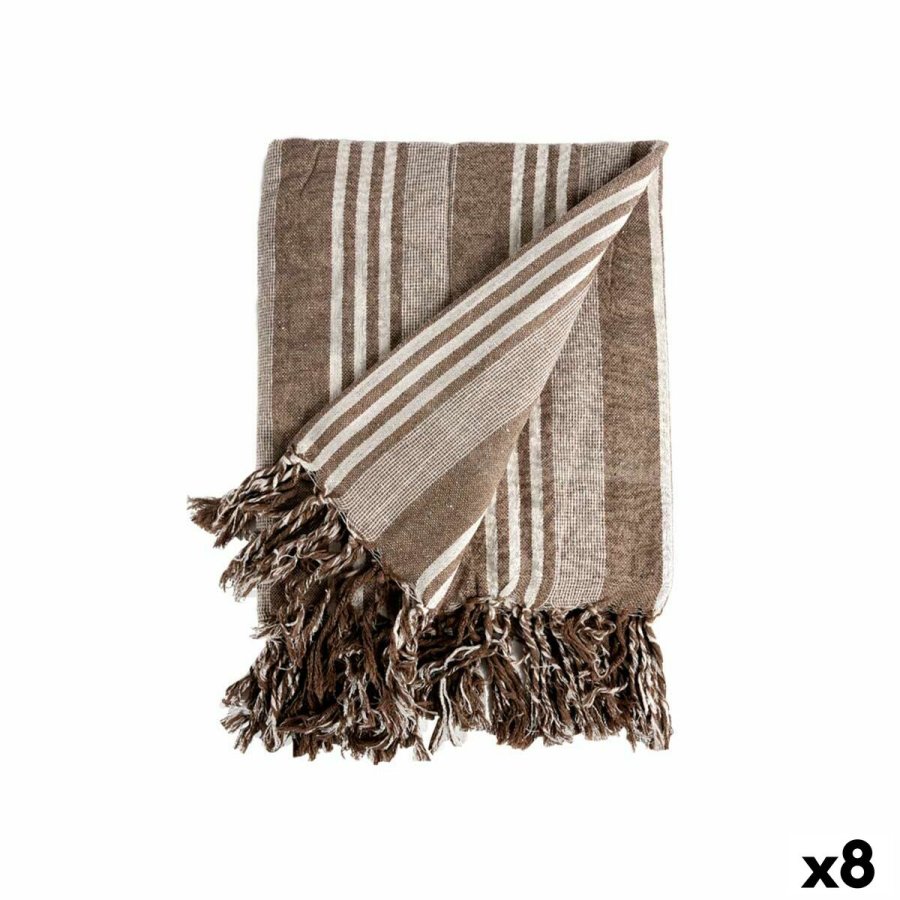 Multifunktionelt tppe Striber 235 x 205 cm Hvid Beige (8 enheder) #1