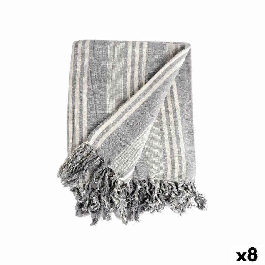 Multifunktionelt tppe Striber 235 x 205 cm Hvid Gr (8 enheder) #1