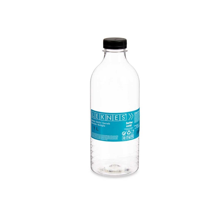 Flaske Leknes 004041-29 Sort Gennemsigtig Plastik 1 L 8,3 x 23 x 8,3 cm (12 enheder) #2