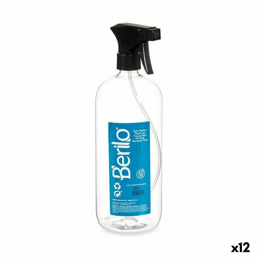 Sprayflaske Berilo SE1325 Sort Gennemsigtig Plastik 1 L (12 enheder) #1