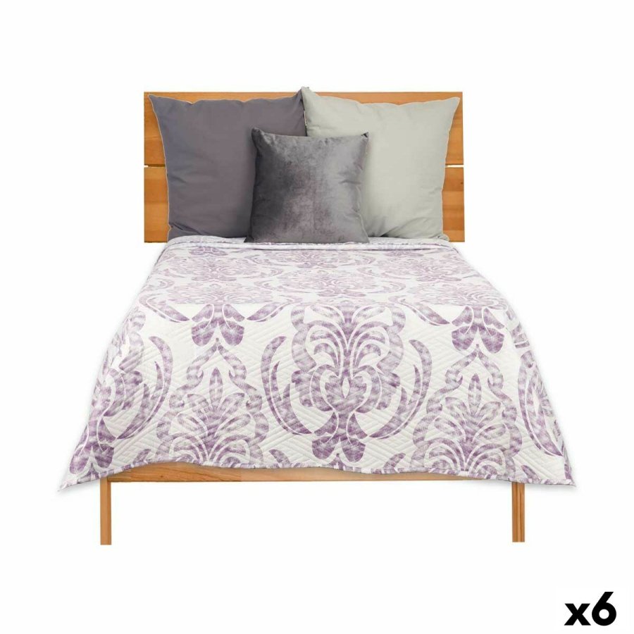 Sengetppe med to sider 180 x 260 cm Hvid Lilla (6 enheder) #1