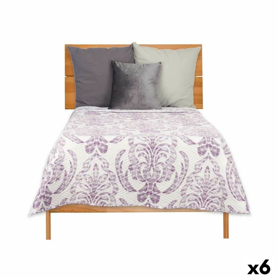 Sengetppe med to sider 240 x 260 cm Hvid Lilla (6 enheder) #1