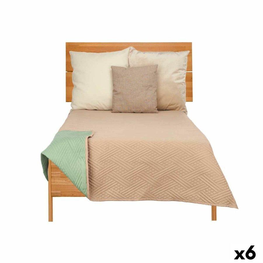 Sengetppe med to sider 240 x 260 cm Grn Beige (6 enheder) #1