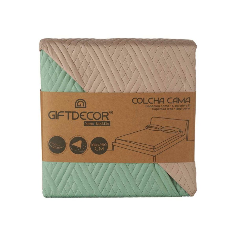 Sengetppe med to sider 240 x 260 cm Grn Beige (6 enheder) #9