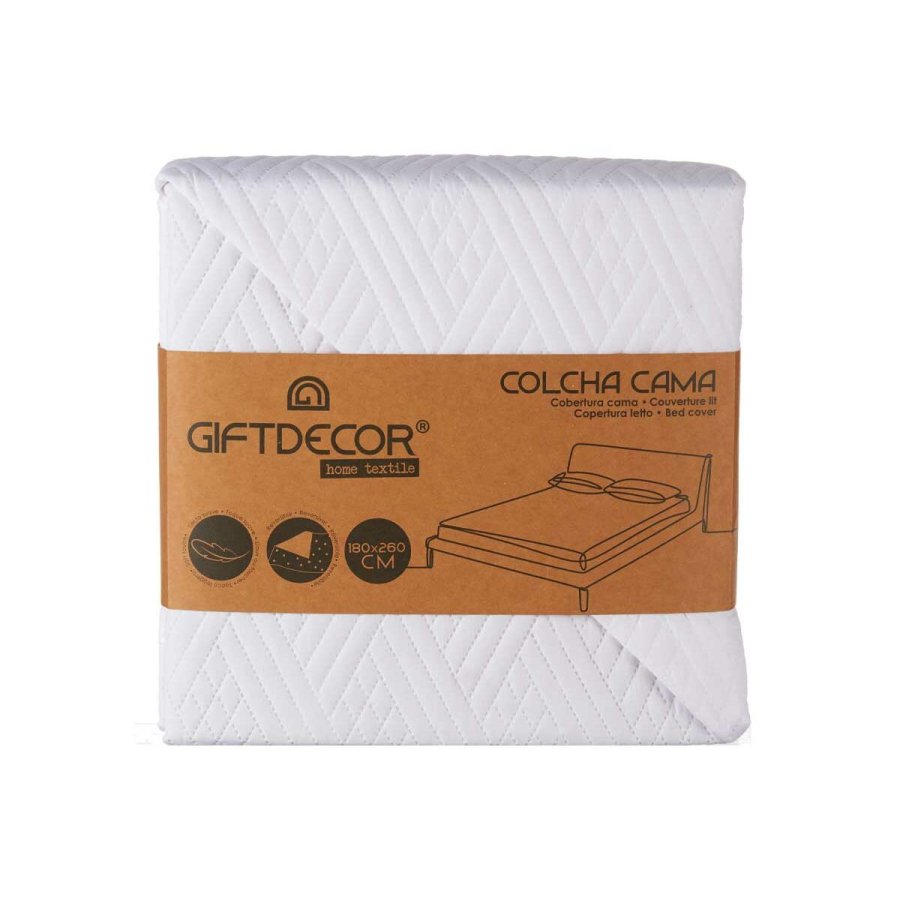 Sengetppe med to sider 240 x 260 cm Hvid (6 enheder) #9