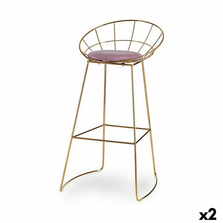 Taburet Pink Gylden Jern 51 x 94 x 52 cm (2 enheder) #1