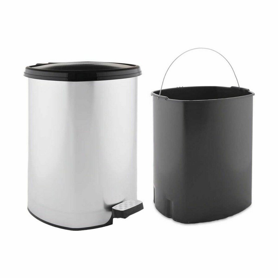 Papirkurv med pedal Berilo D002-1 Slvfarvet Plastik 20 L (4 enheder) #5