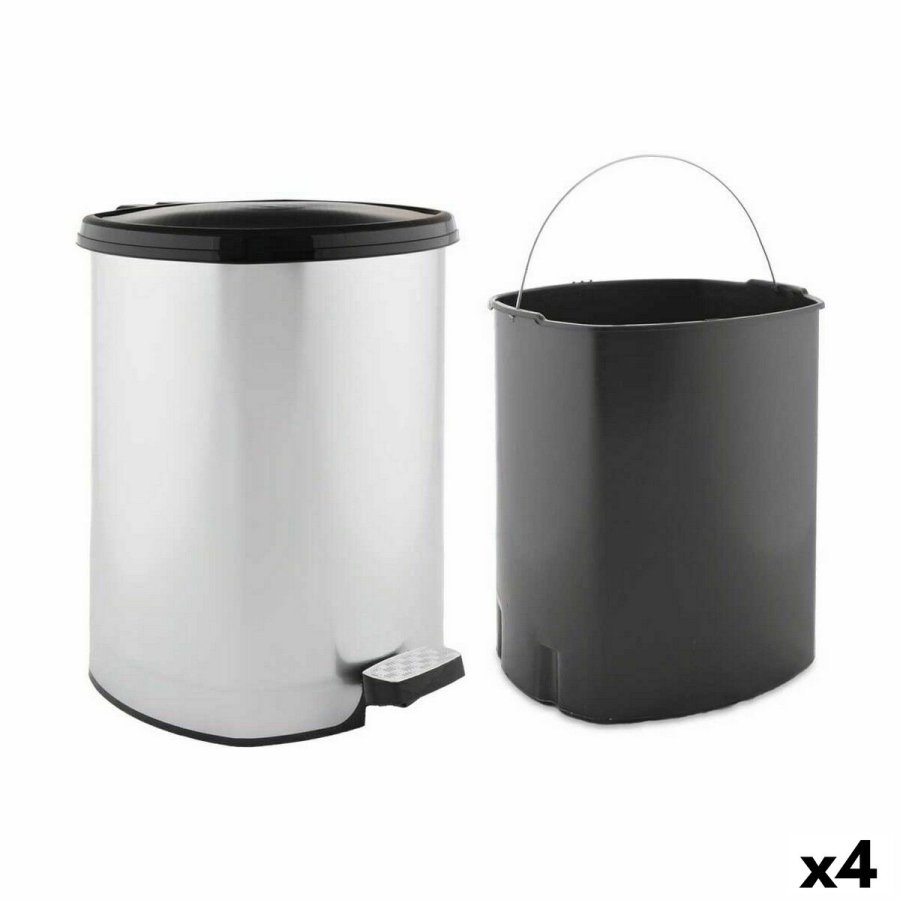 Papirkurv med pedal Berilo D002-1 Slvfarvet Plastik 20 L (4 enheder) #1