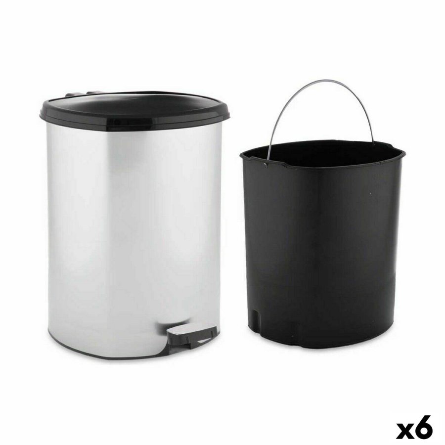 Papirkurv med pedal Berilo D003-1 Slvfarvet Plastik 11 L (6 enheder) #1