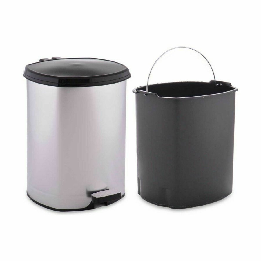 Papirkurv med pedal Berilo D004-1 Slvfarvet Plastik 6 L (6 enheder) #5