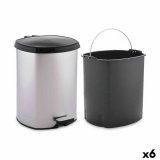 Papirkurv med pedal Berilo D004-1 Slvfarvet Plastik 6 L (6 enheder) #1