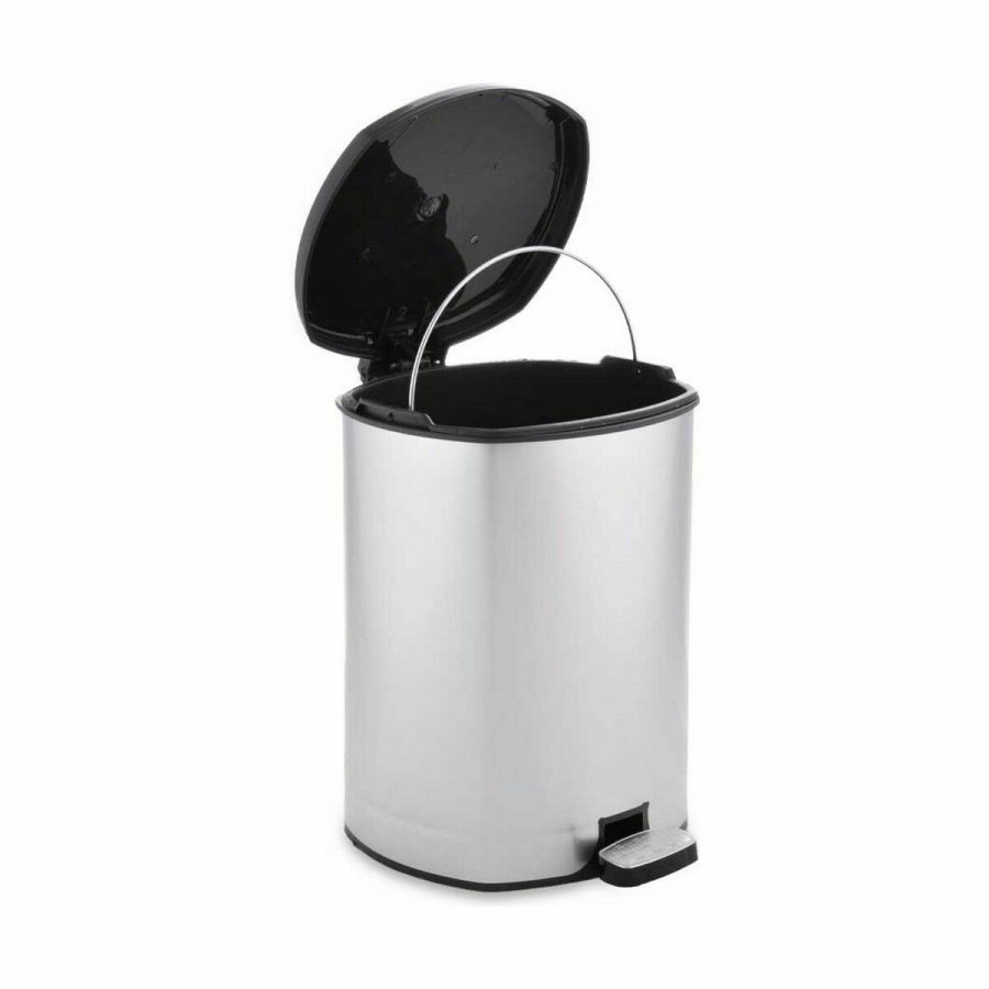 Papirkurv med pedal Berilo D004-1 Slvfarvet Plastik 6 L (6 enheder) #9