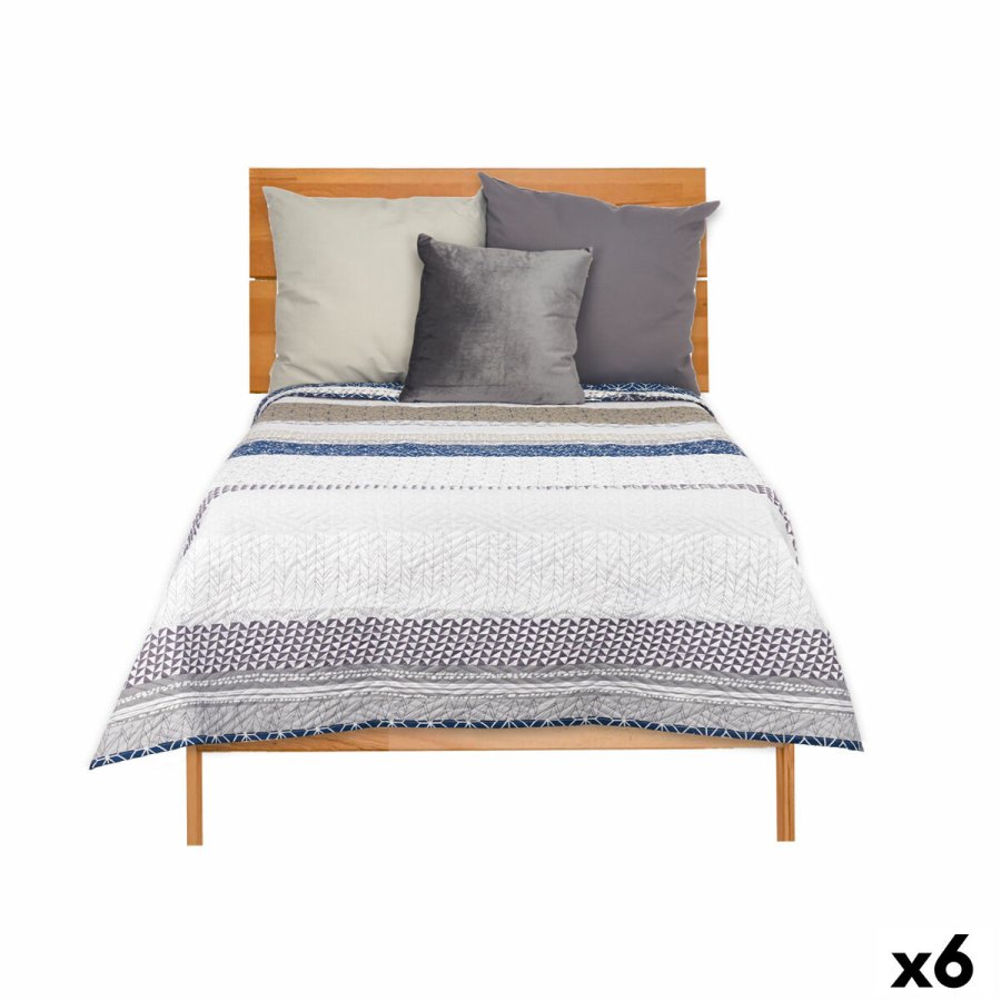 Sengetppe med to sider 180 x 260 cm Sekskantet Bl Hvid Gr (6 enheder) #1