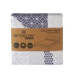 Sengetppe med to sider 180 x 260 cm Sekskantet Bl Hvid Gr (6 enheder) #9
