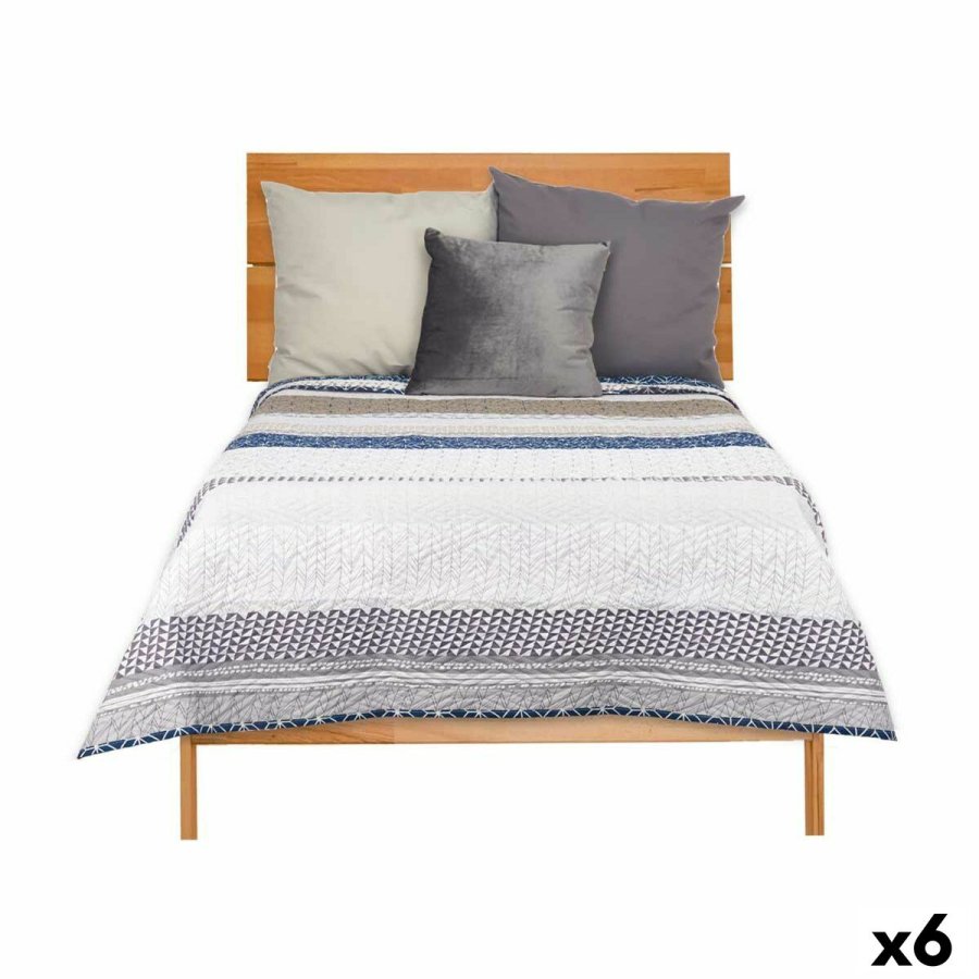 Sengetppe med to sider 240 x 260 cm Sekskantet Bl Hvid Gr (6 enheder) #1