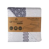 Sengetppe med to sider 240 x 260 cm Sekskantet Bl Hvid Gr (6 enheder) #9