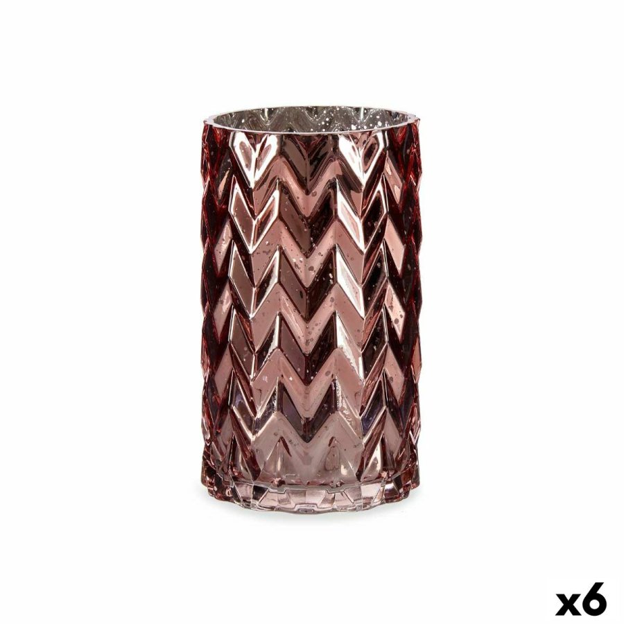 Vase Kobberstik re (af hvede) Pink Krystal 11,3 x 19,5 x 11,3 cm (6 enheder) #1