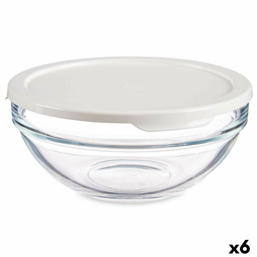 Rund madkasse med lg Pasabahce Chefs Hvid 595 ml 14 x 6,3 x 14 cm (6 enheder) #1