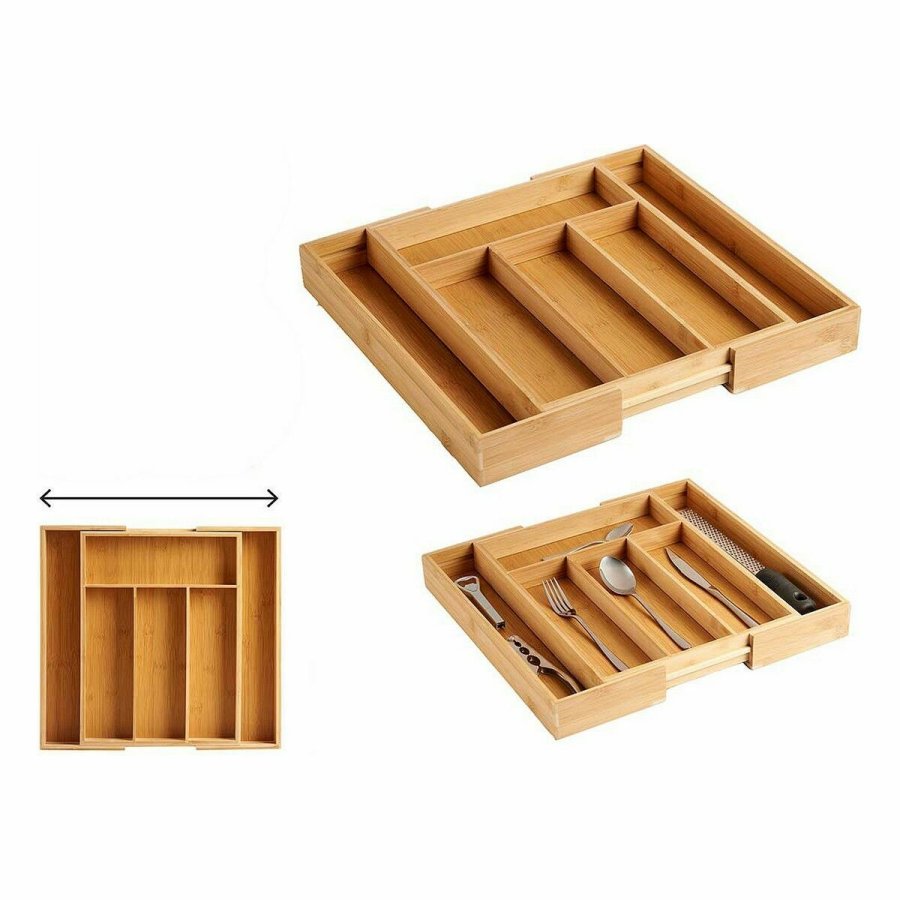 Bestikholder Kinvara JWKW-3714/1 Brun Bambus Tilpasseligt rum Forlngbar (6 enheder) #3