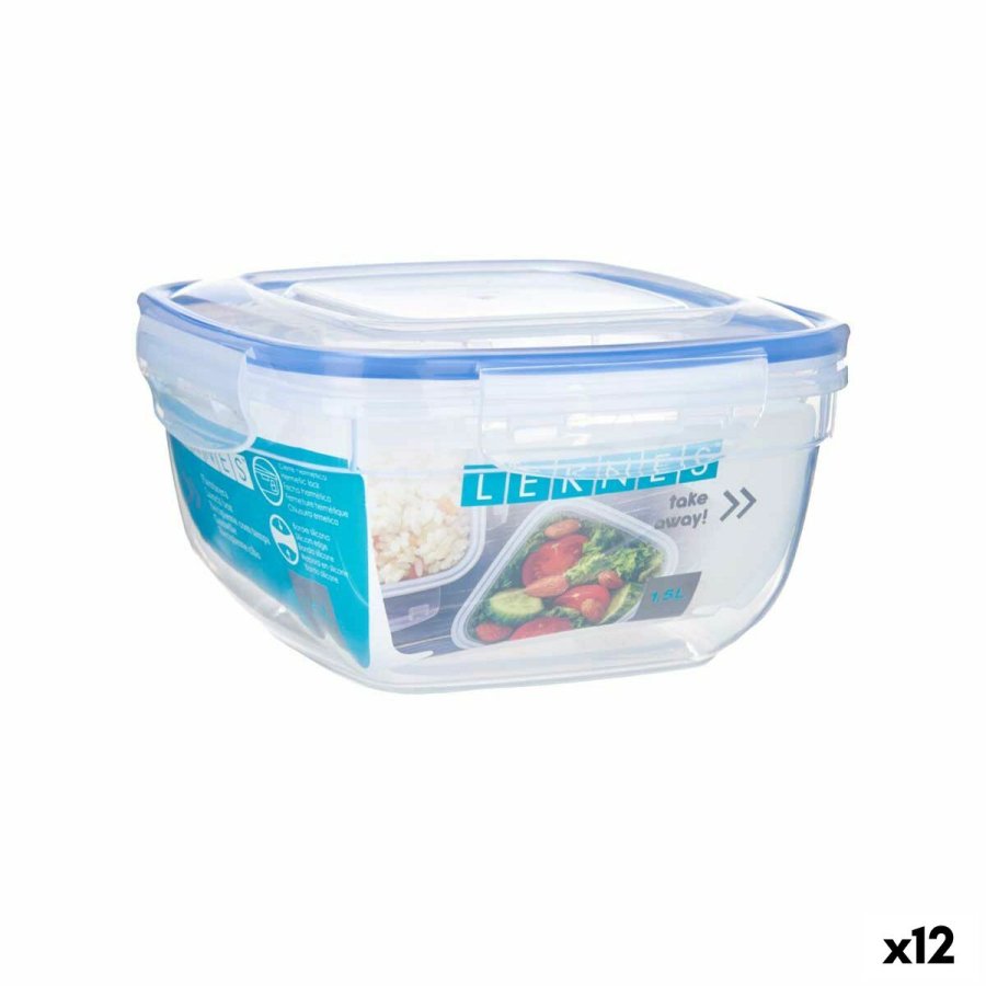 Hermetisk madkasse Leknes 30104 Gennemsigtig polypropylen Firkantet 1,5 L 17 x 10 x 17 cm (12 enheder) #1