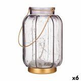 LED-lanterne Gift Decor L1422MSH-S L1422MSH-S Gr Gylden Glas Striber 14 x 22 x 14 cm 13,5 x 22 x 13,5 cm (6 enheder) #1
