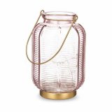 LED-lanterne Gift Decor L1422MSH-C L1422MSH-C Pink Gylden Glas Striber 13,5 x 22 x 13,5 cm (6 enheder) #2
