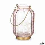 LED-lanterne Gift Decor L1422MSH-C L1422MSH-C Pink Gylden Glas Striber 13,5 x 22 x 13,5 cm (6 enheder) #1