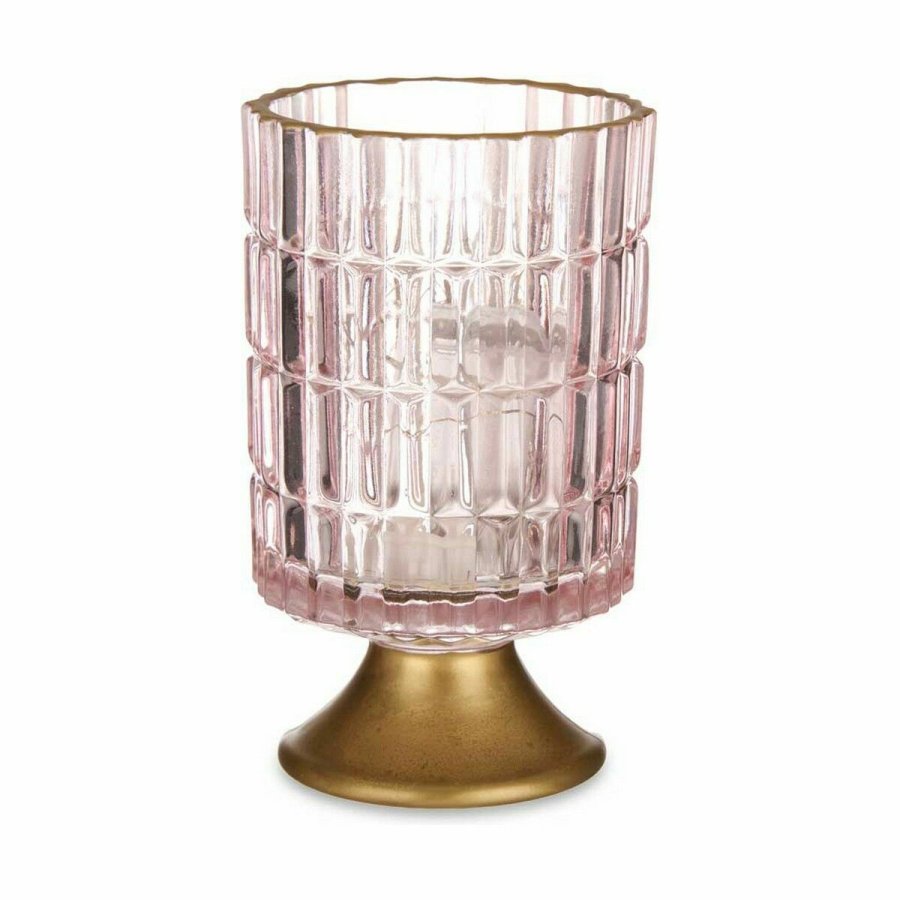 LED-lanterne Gift Decor L1118BMMS-C L1118BMMS-C Pink Gylden Glas 10,7 x 18 x 10,7 cm (6 enheder) #2